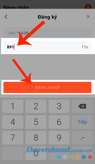 Nhập Mã xác minh