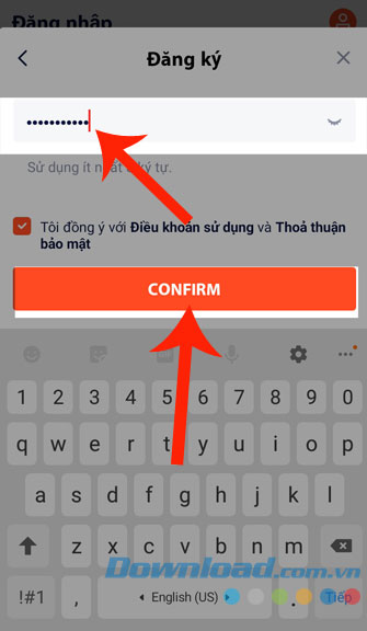 Thiết lập mật khẩu