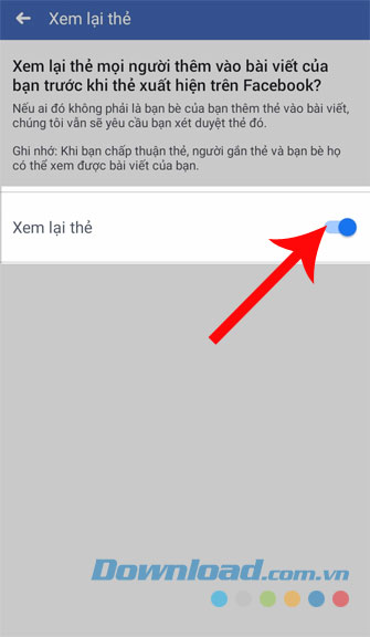 Di chuyển công tắc sang nút bật
