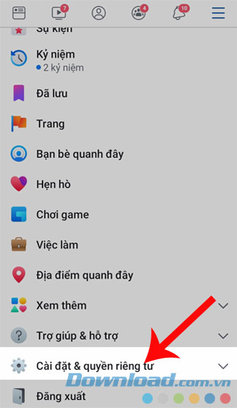 Bấm Càn đặt & quyền riêng tư