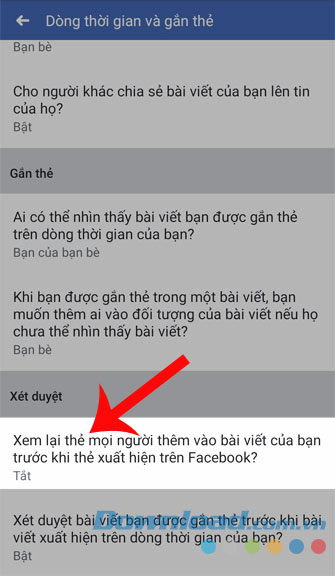 Chọn vào mục Xét duyệt bài viết gắn thẻ