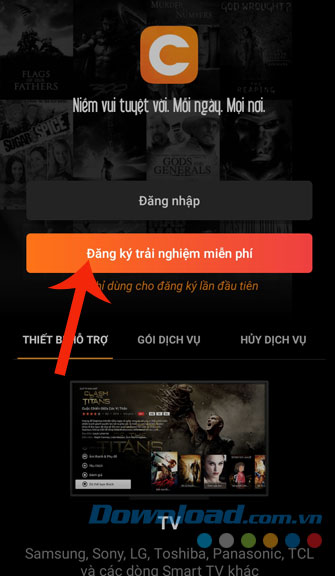 Nhấn Đăng ký trải nghiệm