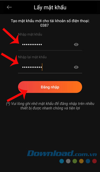 Thiết lập mật khẩu