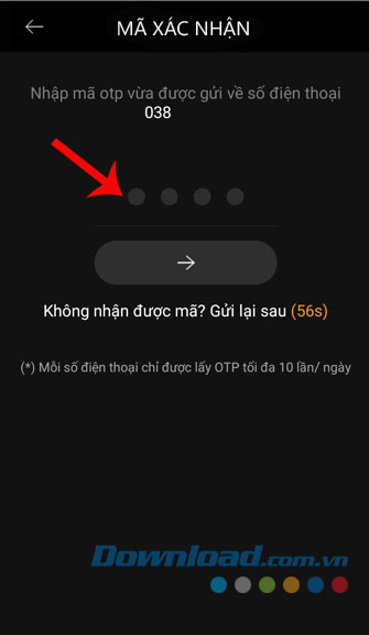 Nhập Mã xác thực