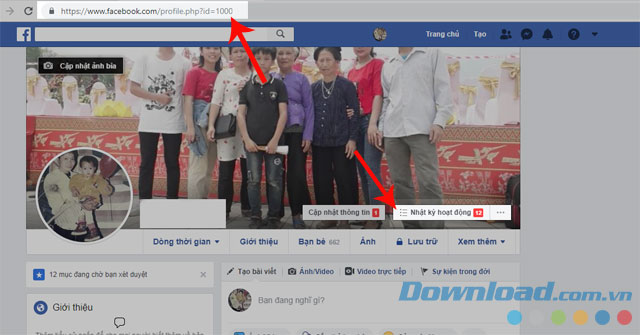 Nhấn vào Nhật ký hoạt động