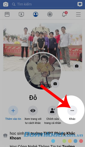 Bấm vào dấu ba chấm