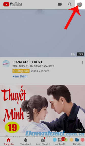 Nhấn vào tài khoản 