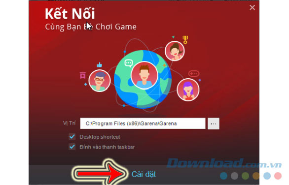 Thiết lập cài đặt Garena