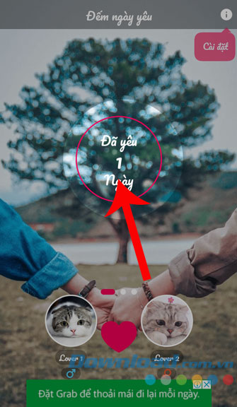 Nhấn vào hình tròn