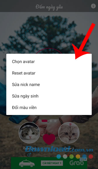 Nhấn vào từng mục để thay đổi