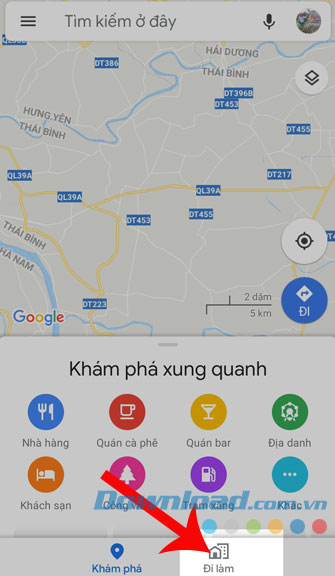 Nhấn vào mục Đi làm