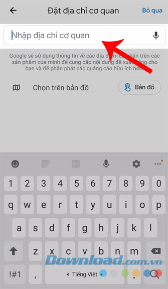 Nhập địa chỉ nơi làm việc