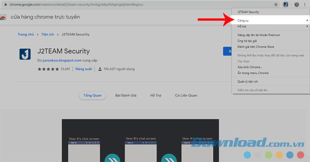 Nhấn vào Công cụ
