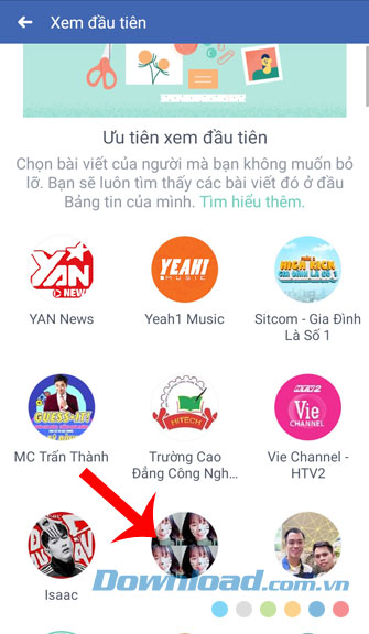 Chọn bạn hoặc nhóm bất kỳ