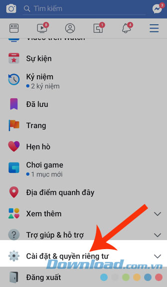 Ấn vào Cài đặt & quyền riêng tư