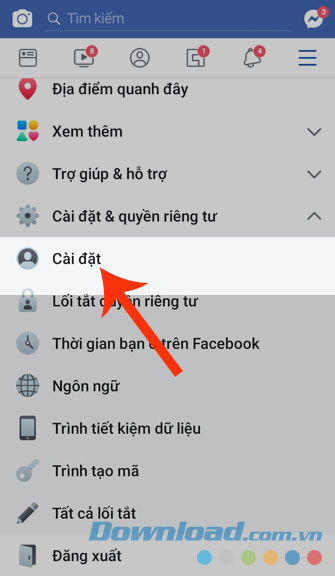 Bấm Cài đặt