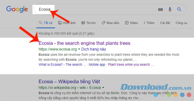Gõ từ khóa và nhấn tìm kiếm