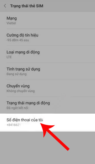 Số điện thoại được hiện thị