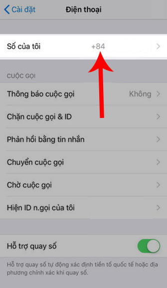 Số điện thoại sẽ hiển thị tại Số của tôi