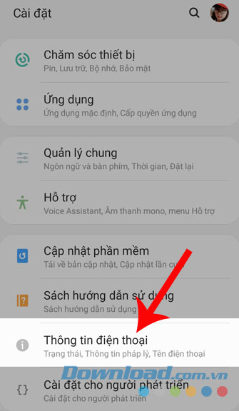 Nhấn vào Thông tin điện thoại