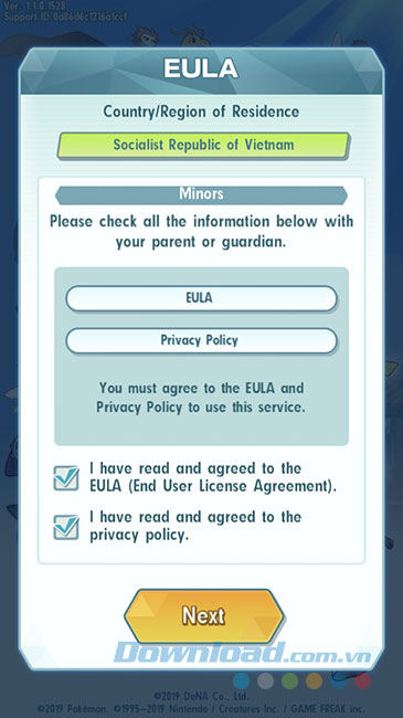 Chấp nhận điều kiện của Pokemon Masters