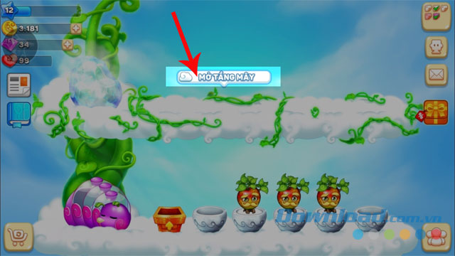 Nhấn Mở tầng mây