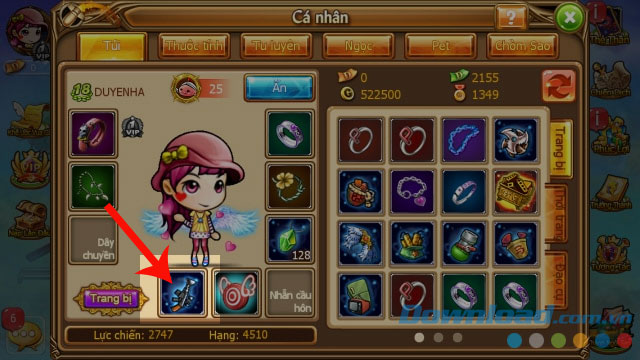 Chọn trang bị cần cường hóa