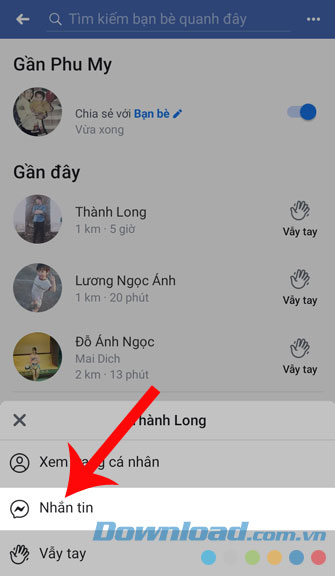 Ấn vào Nhắn tin 