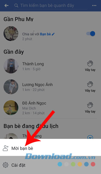Bấm vào Mời bạn bè
