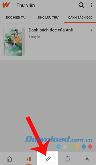 Ấn vào biểu tượng cây bút