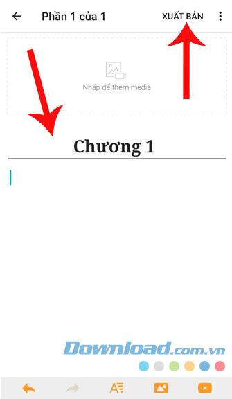 Nhập tên và nội dung của đoạn truyện đầu tiên