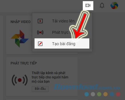 Chọn vào Tạo bài đăng mới