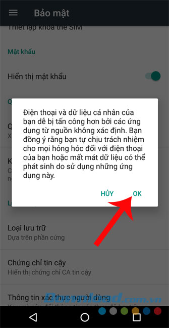Nhấn OK