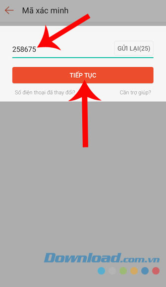 Nhập mã xác thực
