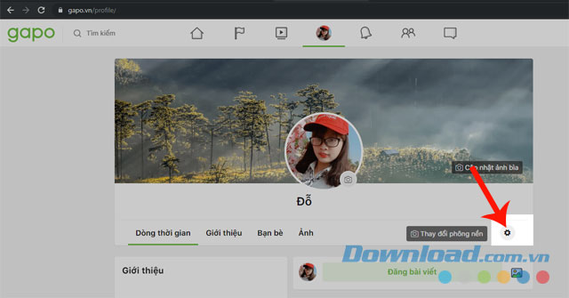 Nhấn vào biểu tượng Cài đặt
