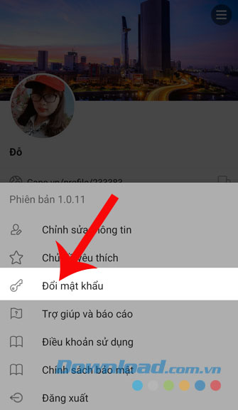 Ấn Đổi mật khẩu