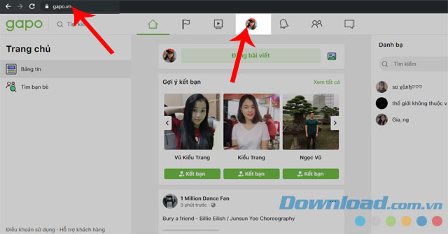 Đăng nhập và ấn vào biểu tượng tài khoản 