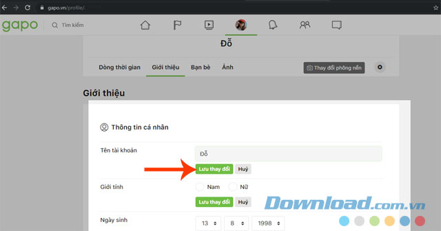 Sửa lại thông tin và ấn Lưu