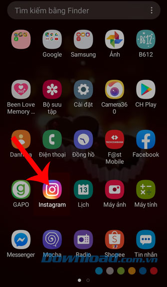 Mở Instagram trên điện thoại 