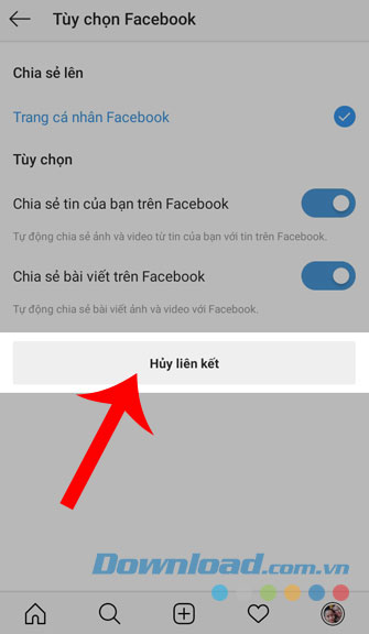 Nhấn Hủy liên kết