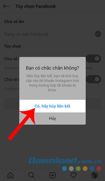 Nhấn Bắt đầu chia sẻ với Facebook