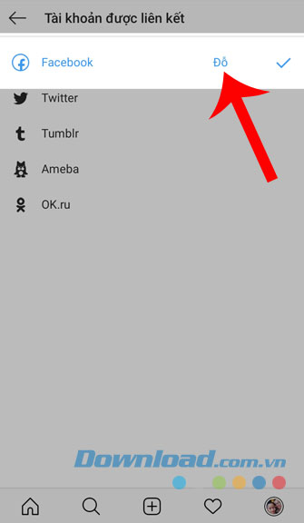 Tài khoản Facebook được hiển thị sau khi liên kết