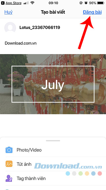 Chọn vào Đăng bài 