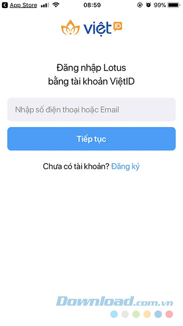 Đăng nhập vào Lotus