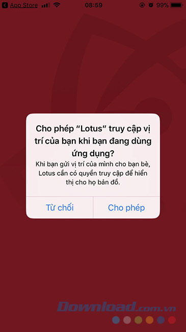 Lotus muốn truy cập vị trí của bạn 