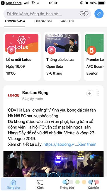 Trang chủ của Lotus