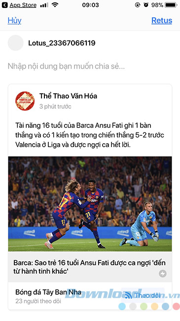 Tính năng Retus trên Lotus