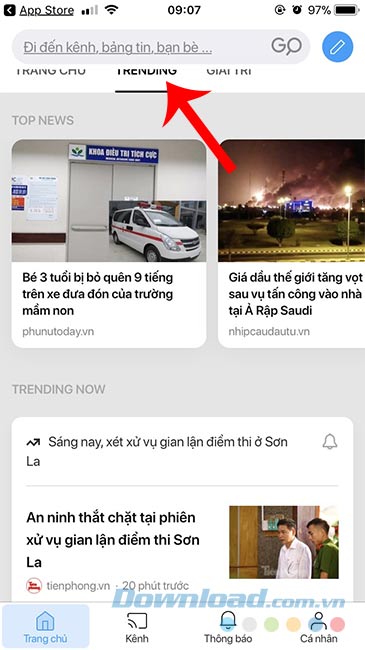 Mục Trending trên Lotus