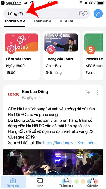 Tìm kiếm trên Lotus
