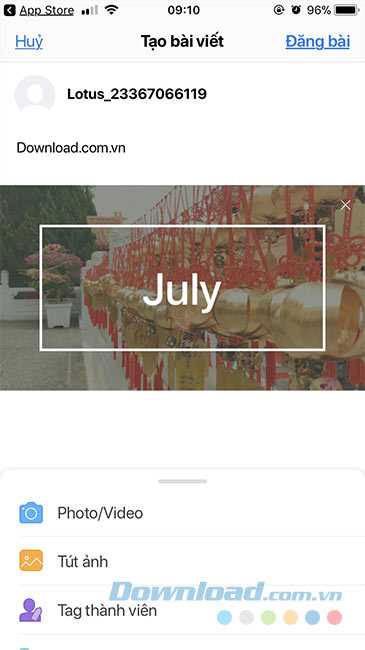 Đăng ảnh trên Lotus